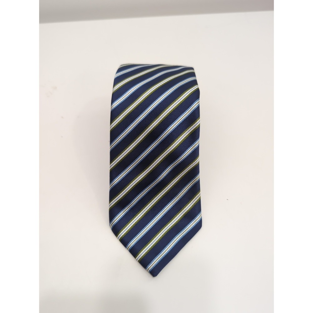GEOFF NICHOLSON MADE IN ITALY SILK BLUE/GREEN STRIPED Motif Tie